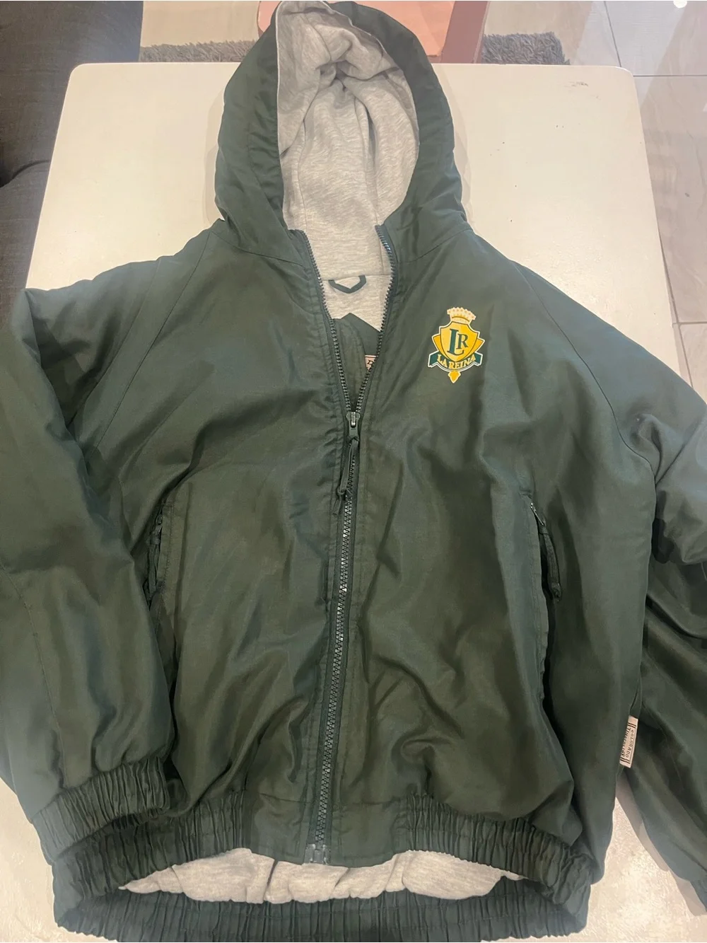 Timberland Dark Green Hooded Jacket with Yellow Crest